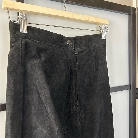 [XS/S] Vintage 100% Real Suede Black Midi Length Pencil Skirt Stunning - Picture 5 of 16